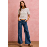 SEAM DETAIL MID RISE STRETCH DENIM JEANS PANTS