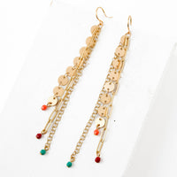 Long Gold Chain Earrings With Tiny Beads
