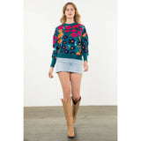 Flower Rib Knit Sweater