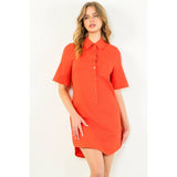 Short Sleeve Collared Button Dress
