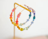 Rainbow Beaded Large Hoop Earrings