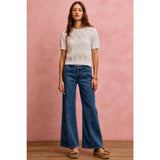 SEAM DETAIL MID RISE STRETCH DENIM JEANS PANTS