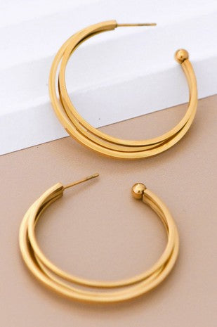 18K Gold Dipped Non-Tarnish Stainless Steel Hoop
