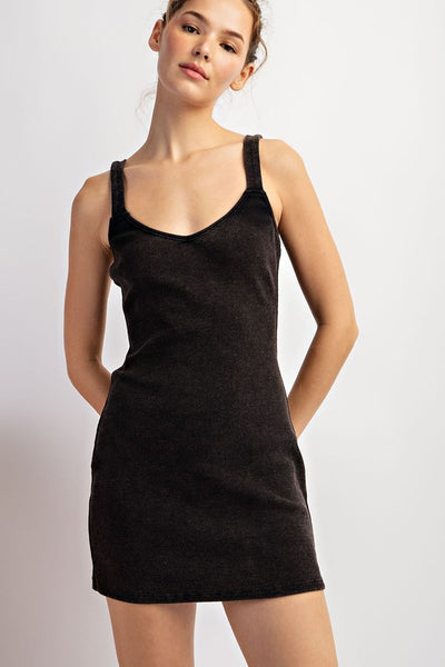 MINERAL WASHED BODYCON MINI DRESS