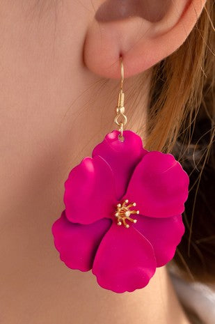 Floral Painted Metal Earrings