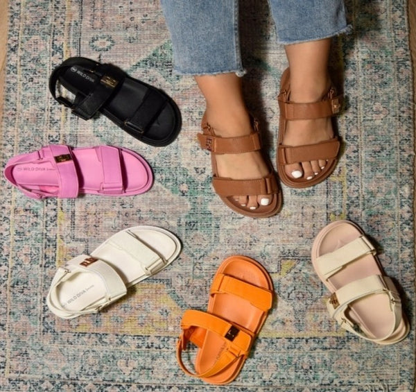 WOMENS SLINGBACK VELCRO FLAT SANDALS MAYARA-07