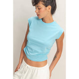 Ruched Waist Sleeveless Cotton Top
