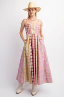 Mixed Checkered Midi Dress