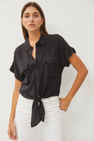 TIE FRONT SHORT SLEEVE BUTTON DOWN SHIRTS