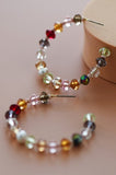 Colorful Crystal Beaded Wire Hoop Earrings