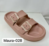 Women Classic Double Buckle Slide Sandals