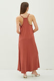 MODAL V-NECK RACERBACK ADJUSTABLE STRAP MAXI DRESS 3colors