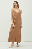 MODAL V-NECK RACERBACK ADJUSTABLE STRAP MAXI DRESS 3colors