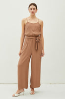 TIE BELT WIDE LEG CAMI JUMPSUIT