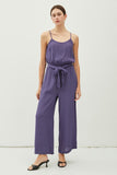 TIE BELT WIDE LEG CAMI JUMPSUIT