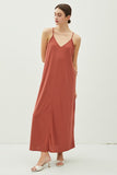 MODAL V-NECK ADJUSTABLE STRAP MAXI DRESS 2 colors