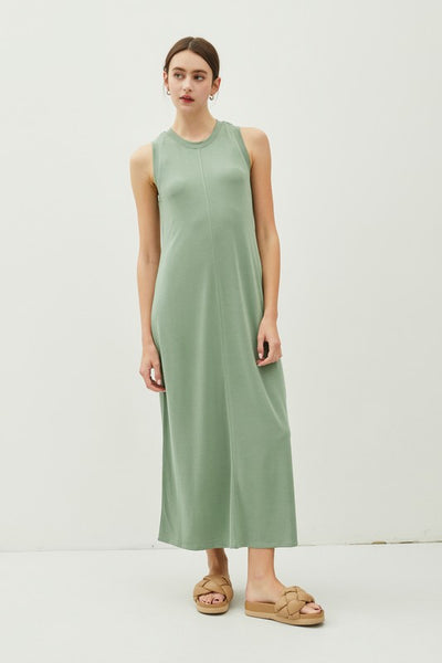 JERSEY CREWNECK SLEEVELESS T-SHIRT MAXI DRESS