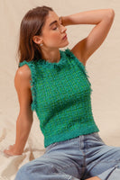 TWEED KNIT SWEATER VEST TOP