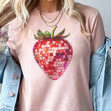 Strawberry Red Disco Summer Produce Market Graphic Tee