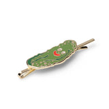 Pickle Guy Hairpin - 18k Gold Cloisonné Enamel Jewelry
