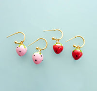 Strawberry Hoop Earrings: Red