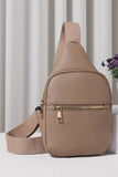Solid PU Sling Bag: Light Brown