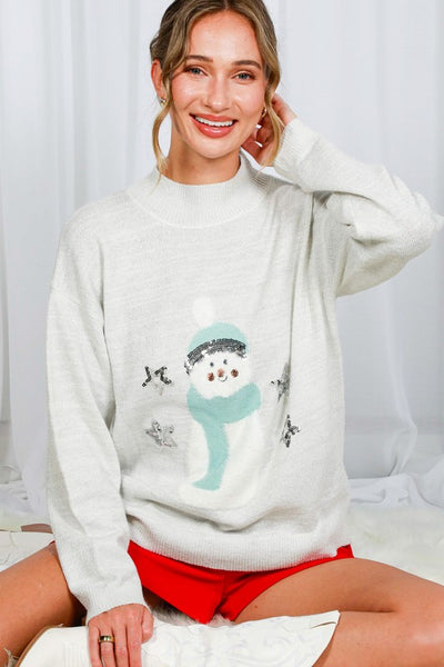 Snowman Jacquard Knitted Sweater