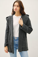 OVERSIZED HOODED OPEN FRONT CHUNKY CARDIGAN