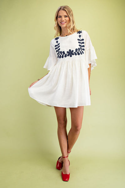Baby doll mini dress Navy/Ivory