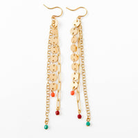 Long Gold Chain Earrings With Tiny Beads