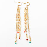 Long Gold Chain Earrings With Tiny Beads