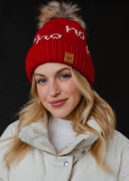 Red & White Ho Ho Ho Pom Hat