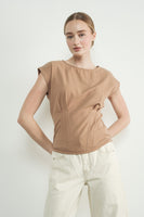 Pleated detail drop shoulder top