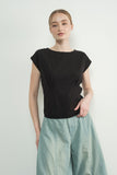 Pleated detail drop shoulder top