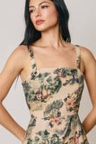 Toile Print Square Neck Mini Dress