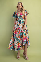 Vibrant Tropical Midi Dress