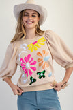 Sequins Patch Front Knit Top