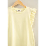 Ruffle Cap Sleeve Crew Neck Top