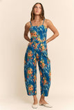 FLORAL JUMPSUIT SPAGHETTI STRAPS SQUARE NECKLINE