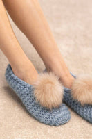 Knitted Slippers with Pom Pom: BLUSH / S/M