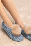 Knitted Slippers with Pom Pom: BLUSH / S/M