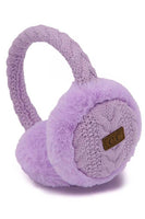 C.C Cable Knit Fur Earmuff Warmer: Light Gray