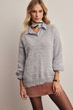 Fuzzy Shimmer V-neck Sweater