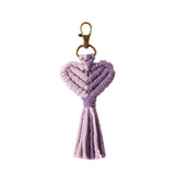 VDay Macrame Heart Two Toned Tassel Keychain