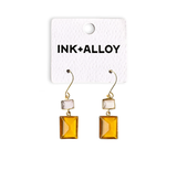 Veronica Two Tone Color Cut Glass Dangle Earring Amber