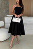 Strapless Open Back Waisted Swing Midi Dress