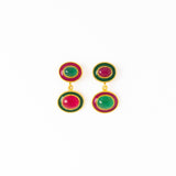 Betty Semi-Precious Mixed Stone And Enamel Drop Earrings Magenta + Green Wholesale
