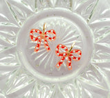 Pink and Red Pearl Bow Earrings