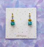 Colorful Teal Beaded Dangle Earrings