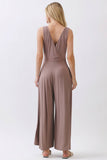 SURPLICE SLEEVELESS WIDE LEG JUMPSUIT - VJU17277